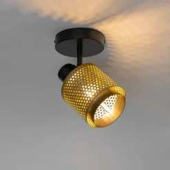 Industriële spot zwart met goud - Kayden