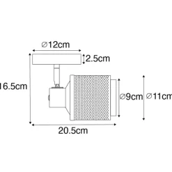 Industriële spot zwart met goud - Kayden