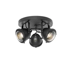 Industriële spot zwart rond verstelbaar 3-lichts - Emado
