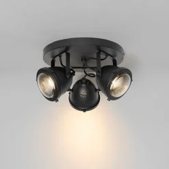 Industriële spot zwart rond verstelbaar 3-lichts - Emado