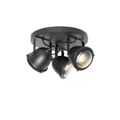 Industriële spot zwart rond verstelbaar 3-lichts - Emado