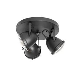 Industriële spot zwart rond verstelbaar 3-lichts - Emado