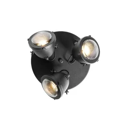 Industriële spot zwart rond verstelbaar 3-lichts - Emado