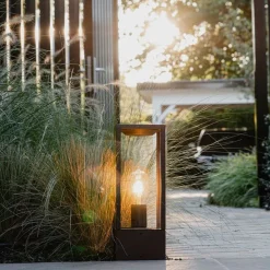 Industriële staande buitenlamp roestbruin 40 cm IP44 - Charlois