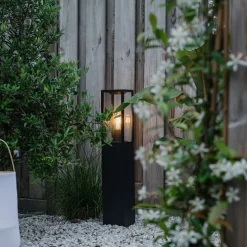 Industriële staande buitenlamp zwart 80 cm IP44 - Charlois