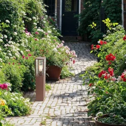 Industriële staande buitenlamp roestbruin 80 cm IP44 - Charlois