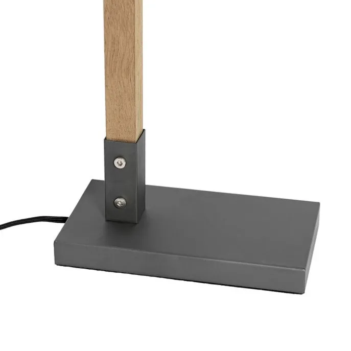 Industriële tafellamp donkergrijs met hout - Arthur