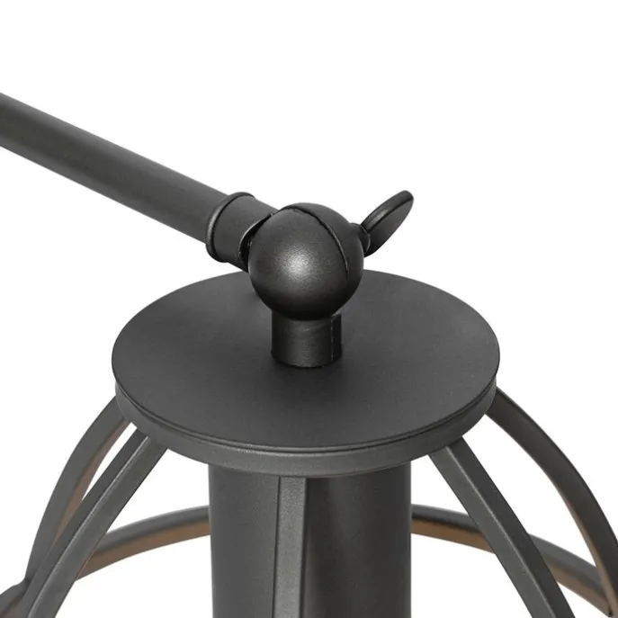 Industriële tafellamp donkergrijs met hout - Arthur