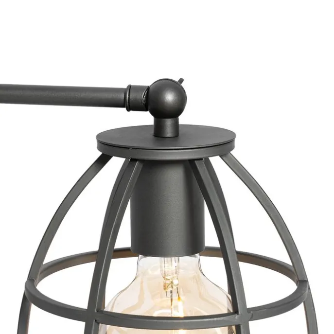 Industriële tafellamp donkergrijs met hout - Arthur