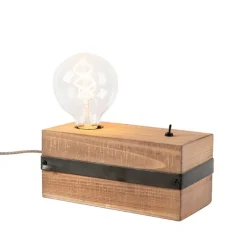 Industriële tafellamp hout - Reena