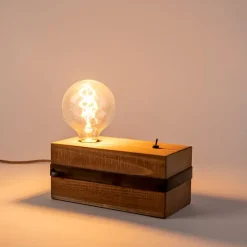 Industriële tafellamp hout - Reena