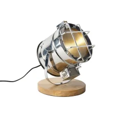 Industriële tafellamp staal met hout draai- en kantelbaar - Shiny