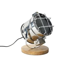 Industriële tafellamp staal met hout draai- en kantelbaar - Shiny