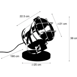 Industriële tafellamp staal met hout draai- en kantelbaar - Shiny