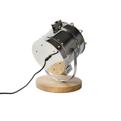 Industriële tafellamp staal met hout draai- en kantelbaar - Shiny