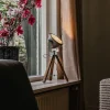 Industriële tafellamp tripod staal met hout kantelbaar - Emado