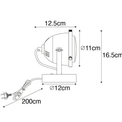 Industriële tafellamp zwart 18 cm - Emado