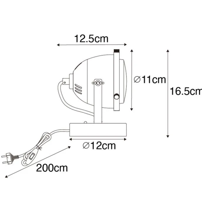 Industriële tafellamp zwart 18 cm - Emado