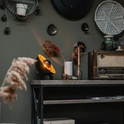 Industriële tafellamp zwart met gouden binnenkant - Magna Eglip