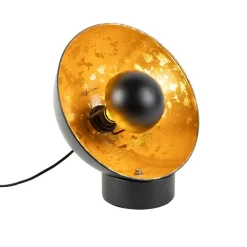Industriële tafellamp zwart met gouden binnenkant - Magna Eglip