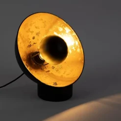 Industriële tafellamp zwart met gouden binnenkant - Magna Eglip