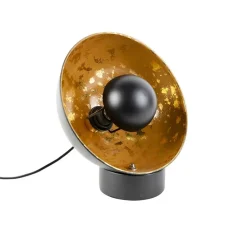 Industriële tafellamp zwart met gouden binnenkant - Magna Eglip