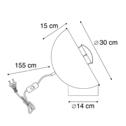 Industriële tafellamp zwart met gouden binnenkant - Magna Eglip