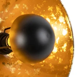 Industriële tafellamp zwart met gouden binnenkant - Magna Eglip