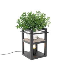 Industriële tafellamp zwart met hout - Cage Rack