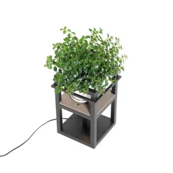 Industriële tafellamp zwart met hout - Cage Rack