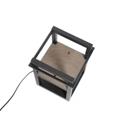 Industriële tafellamp zwart met hout - Cage Rack