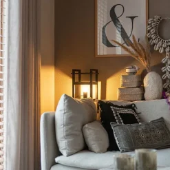 Industriële tafellamp zwart met hout - Cage Rack