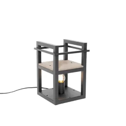 Industriële tafellamp zwart met hout - Cage Rack