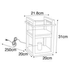 Industriële tafellamp zwart met hout - Cage Rack