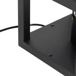 Industriële tafellamp zwart met hout - Cage Rack