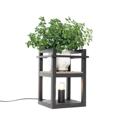 Industriële tafellamp zwart met hout - Cage Rack