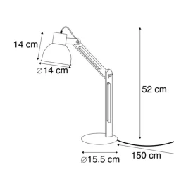 Industriële tafellamp zwart met hout - Woodi