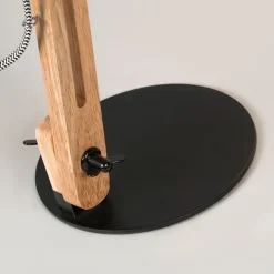 Industriële tafellamp zwart met hout - Woodi