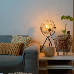 Industriële tripod tafellamp zwart verstelbaar - Hanze