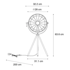 Industriële tripod tafellamp zwart verstelbaar - Hanze