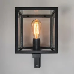 Industriële vierkante buitenwandlamp zwart IP23 - Rotterdam