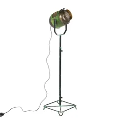 Industriële vloerlamp brons met groen 140 cm - Byron