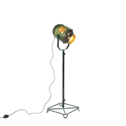 Industriële vloerlamp brons met groen 140 cm - Byron