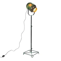 Industriële vloerlamp brons met groen 140 cm - Byron