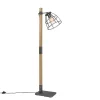 Industriële vloerlamp donkergrijs met hout - Arthur
