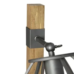 Industriële vloerlamp donkergrijs met hout - Arthur