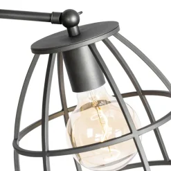 Industriële vloerlamp donkergrijs met hout - Arthur