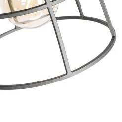 Industriële vloerlamp donkergrijs met hout - Arthur