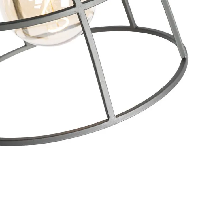 Industriële vloerlamp donkergrijs met hout - Arthur