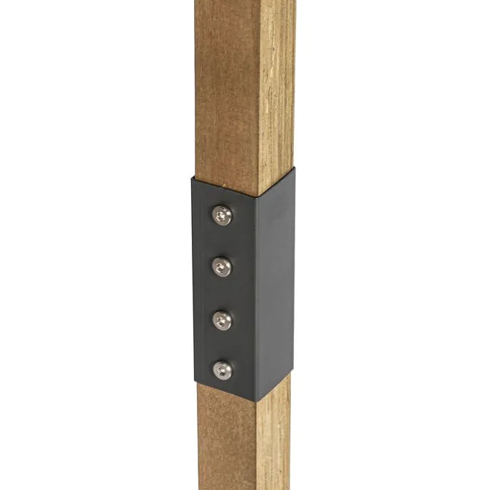 Industriële vloerlamp donkergrijs met hout - Arthur